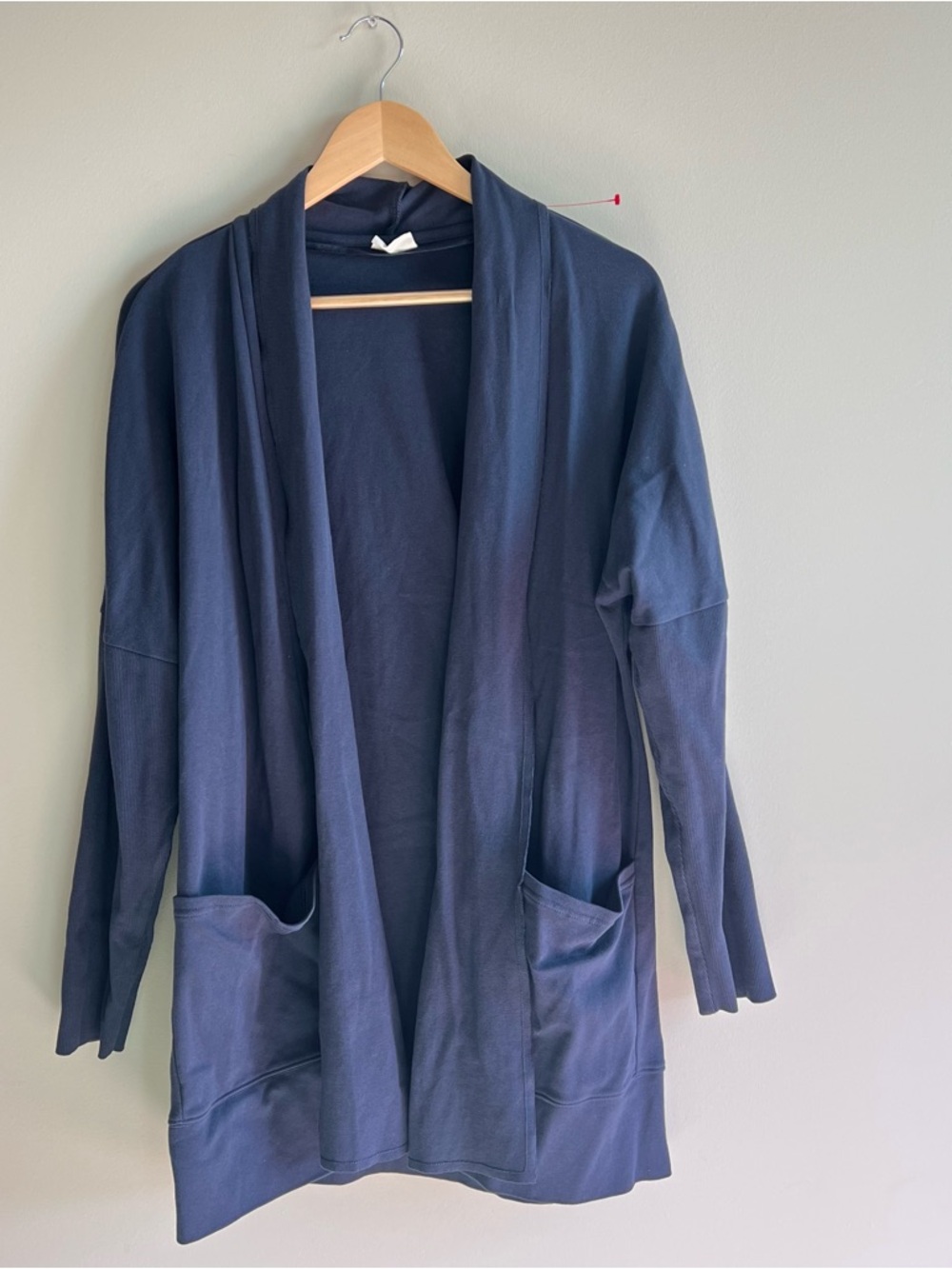 Pact sz M/L Navy Blue Open Front‎ Organic Cotton Airplane Cardigan Comfy
